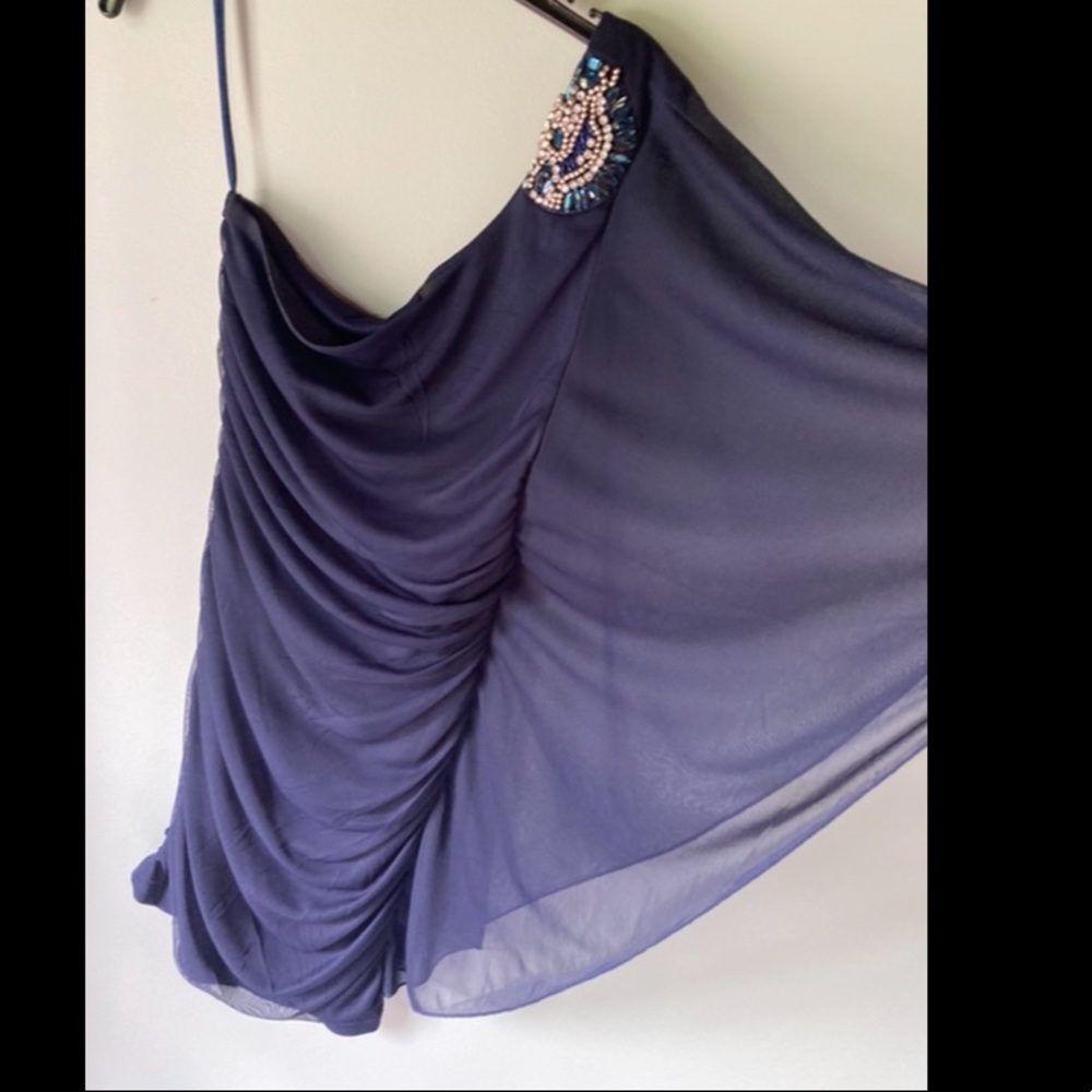 One Shoulder Navy Dress